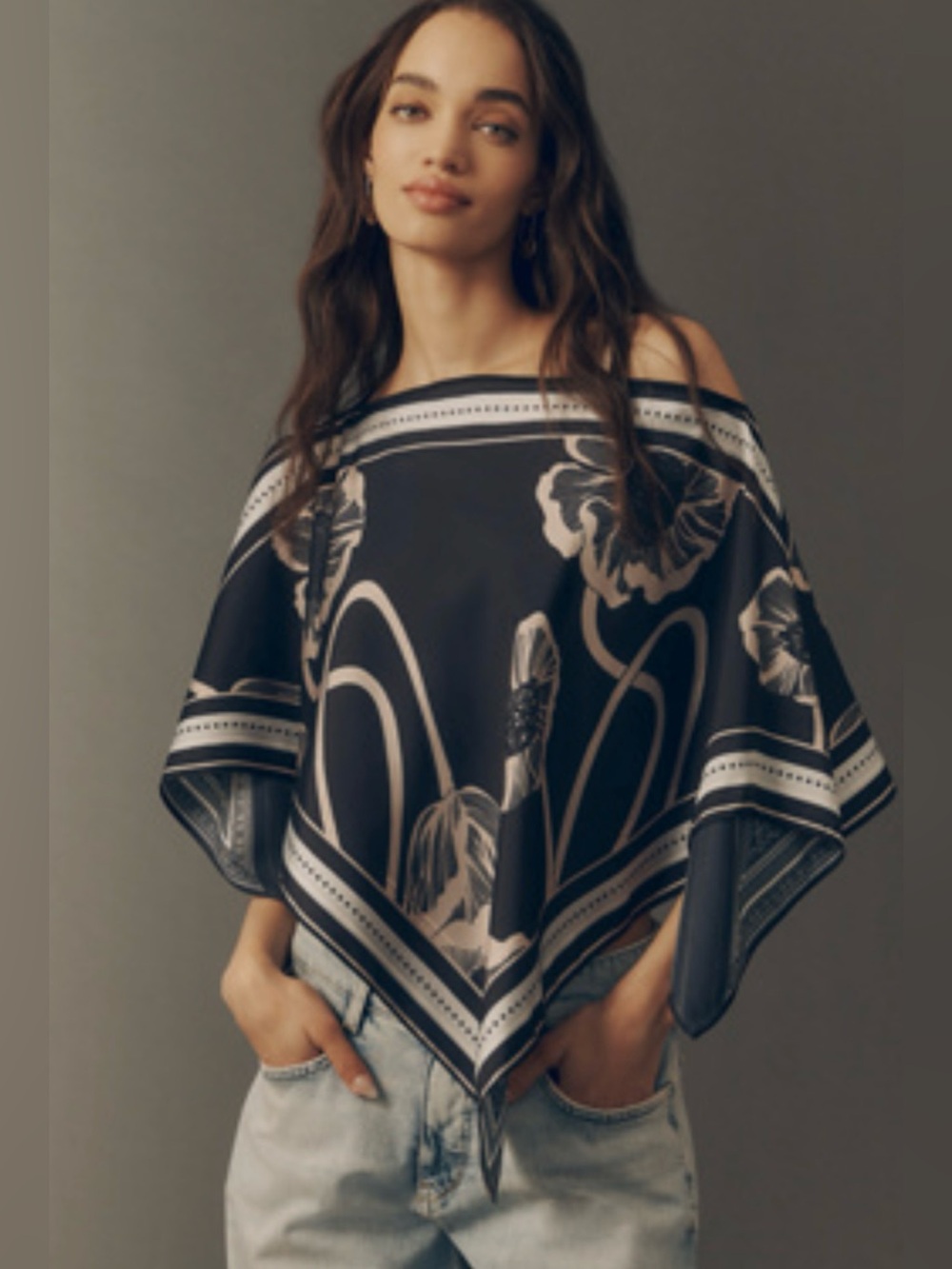 NWT BY ANTHROPOLOGIE PRINTED SCARF PONCHO